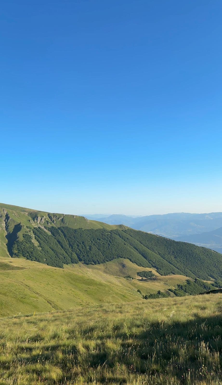 Panoramic view of the lush green Albanian mountain range in the Dibra region
